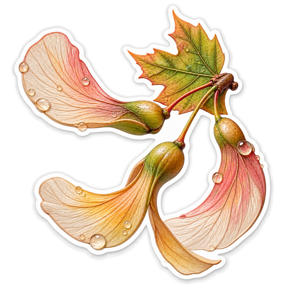 Maple Samara Helicopter Arc Sticker Decal