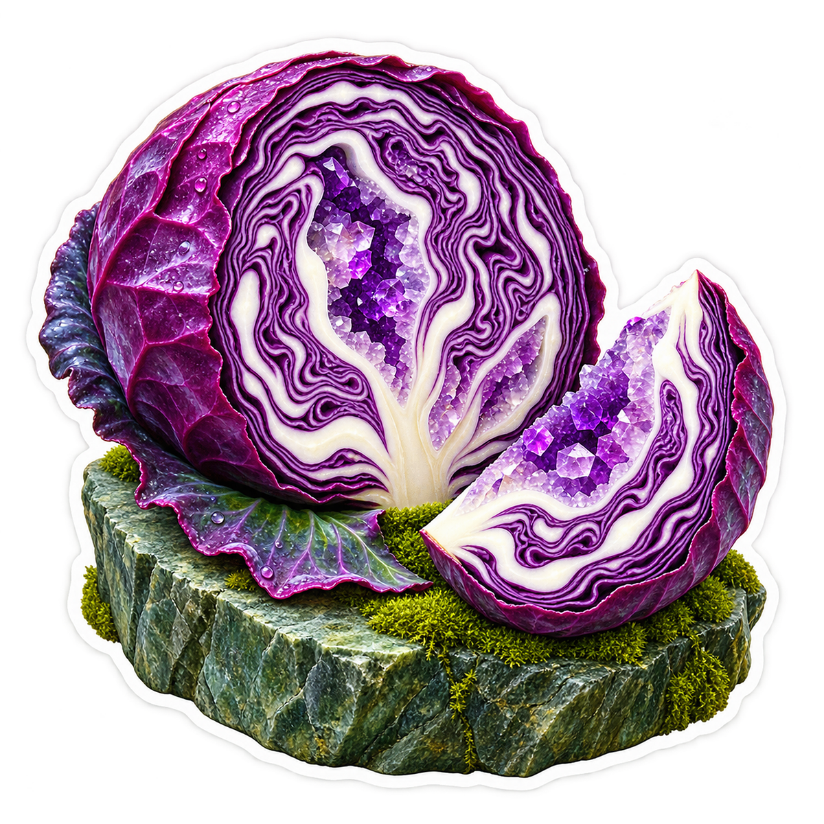 Red Cabbage Amethyst Geode Sticker Decal