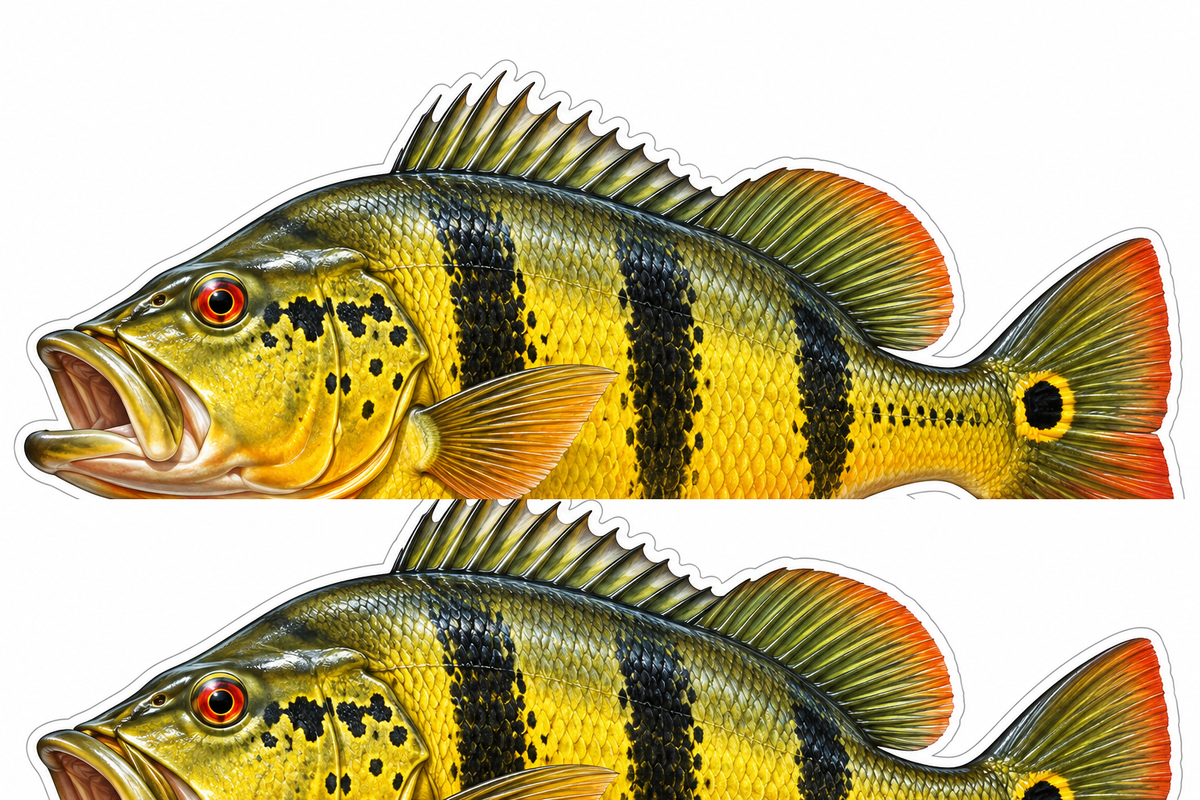 Peacock Bass Isometric Boat Sticker Decal