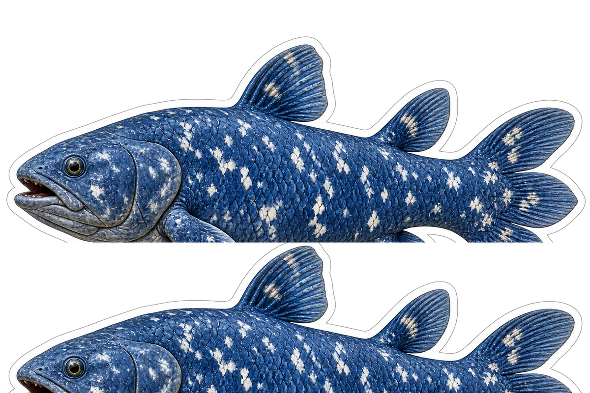 West Indian Ocean Coelacanth Isometric Boat Sticker Decal
