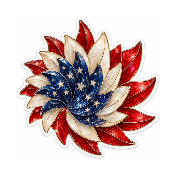 Tricolor Star Petal Spiral Rosette Art Vinyl Decal Stickers
