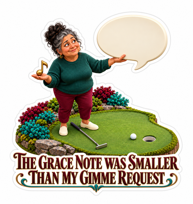 Woman with Tiny Music Note and Speech Bubble Vinyl Decal Stickers