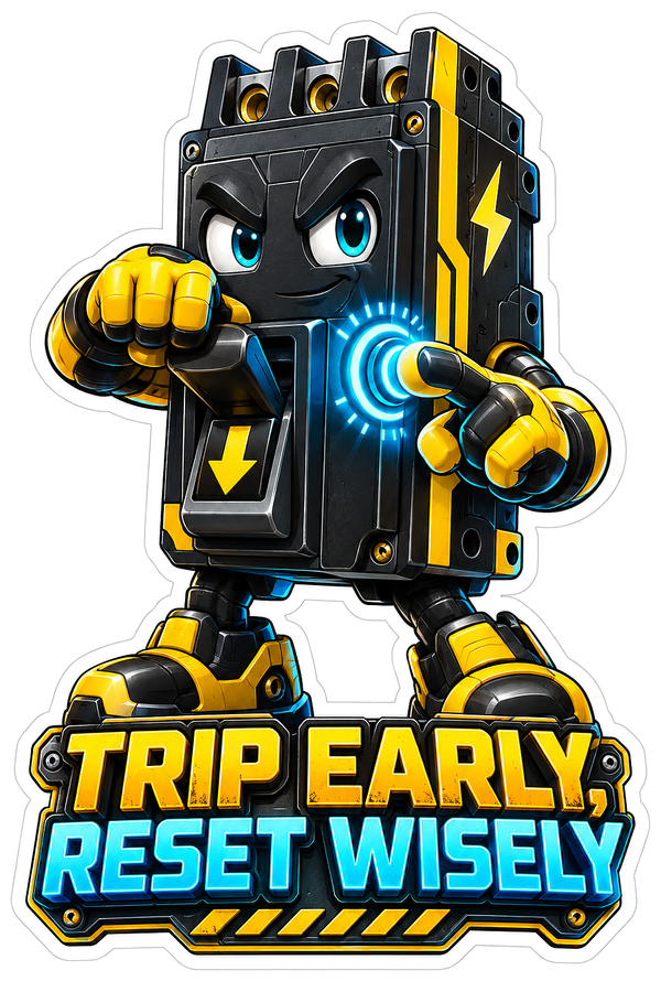 Black Yellow Breaker Mascot with Glowing Switch Vinyl Decal Stickers