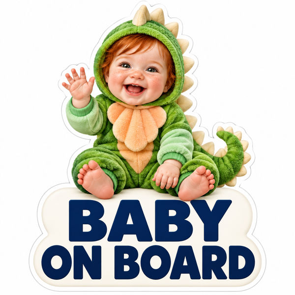 Baby on Board Green Spiky Dinosaur Vinyl Decal Stickers