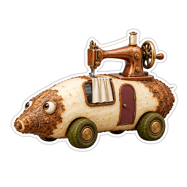 Brown Root Sewing Machine Camper Cartoon Vinyl Decal Stickers