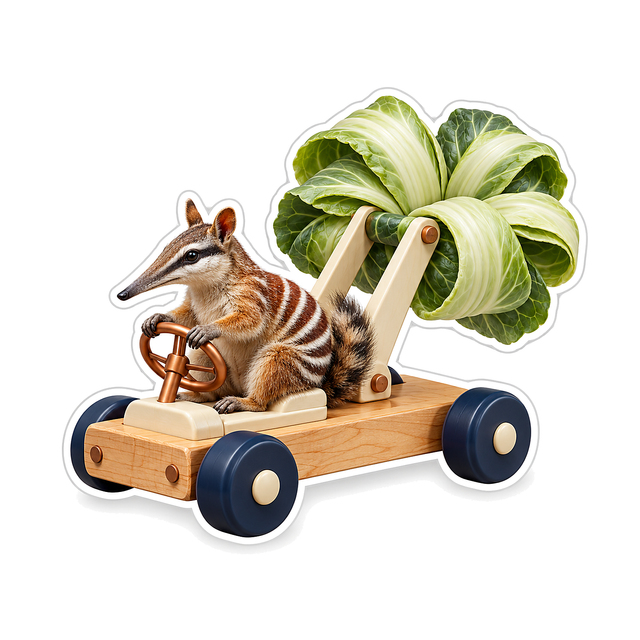 Striped Animal in Leaf Fan Wood Cart Vinyl Decal Stickers