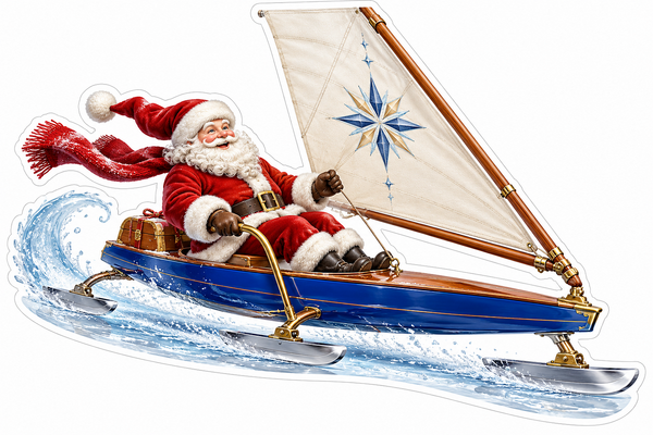 Santa Blue Sail Sled Snowflake Trail Vinyl Decal Stickers