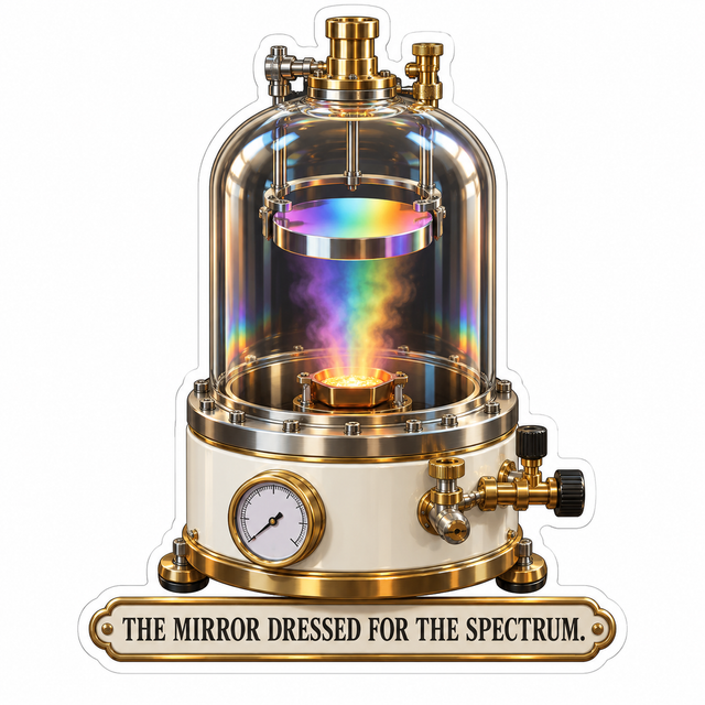 Golden Glass Chamber with Rainbow Glow Vinyl Decal Stickers