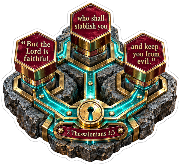 Teal Gold Stone Lock Faithful Verse Art Vinyl Decal Stickers