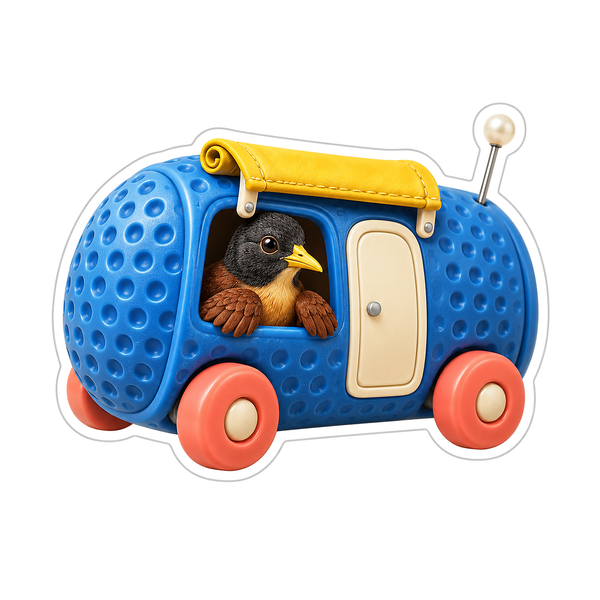 Robin in Blue Thimble Camper Vinyl Decal Stickers