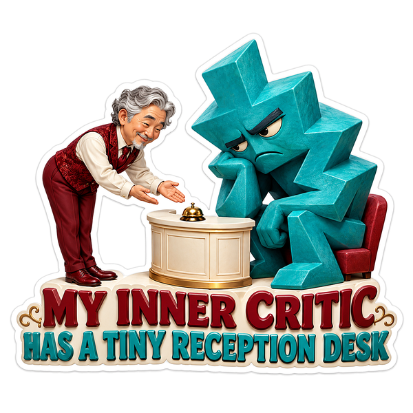 Teal Inner Critic Reception Desk Vinyl Decal Stickers