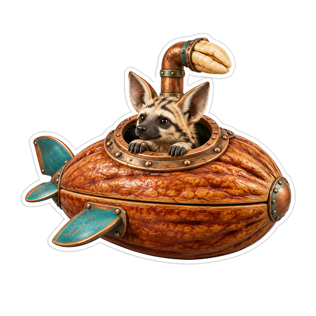 Striped Eared Animal Walnut Submarine Art Vinyl Decal Stickers
