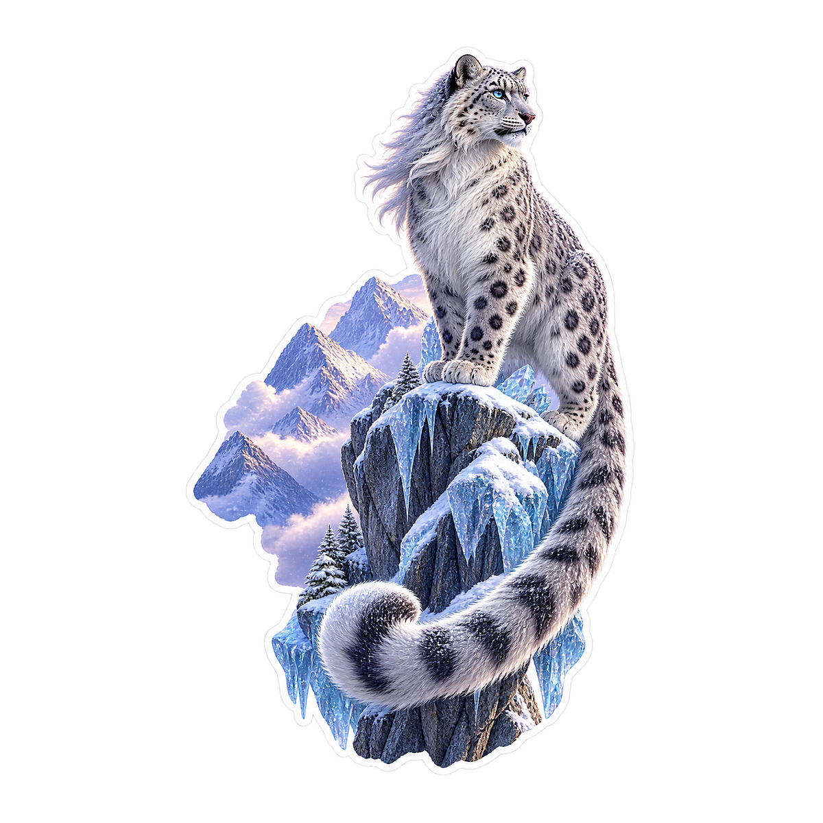 Snow Leopard Ice Peak Sticker Decal