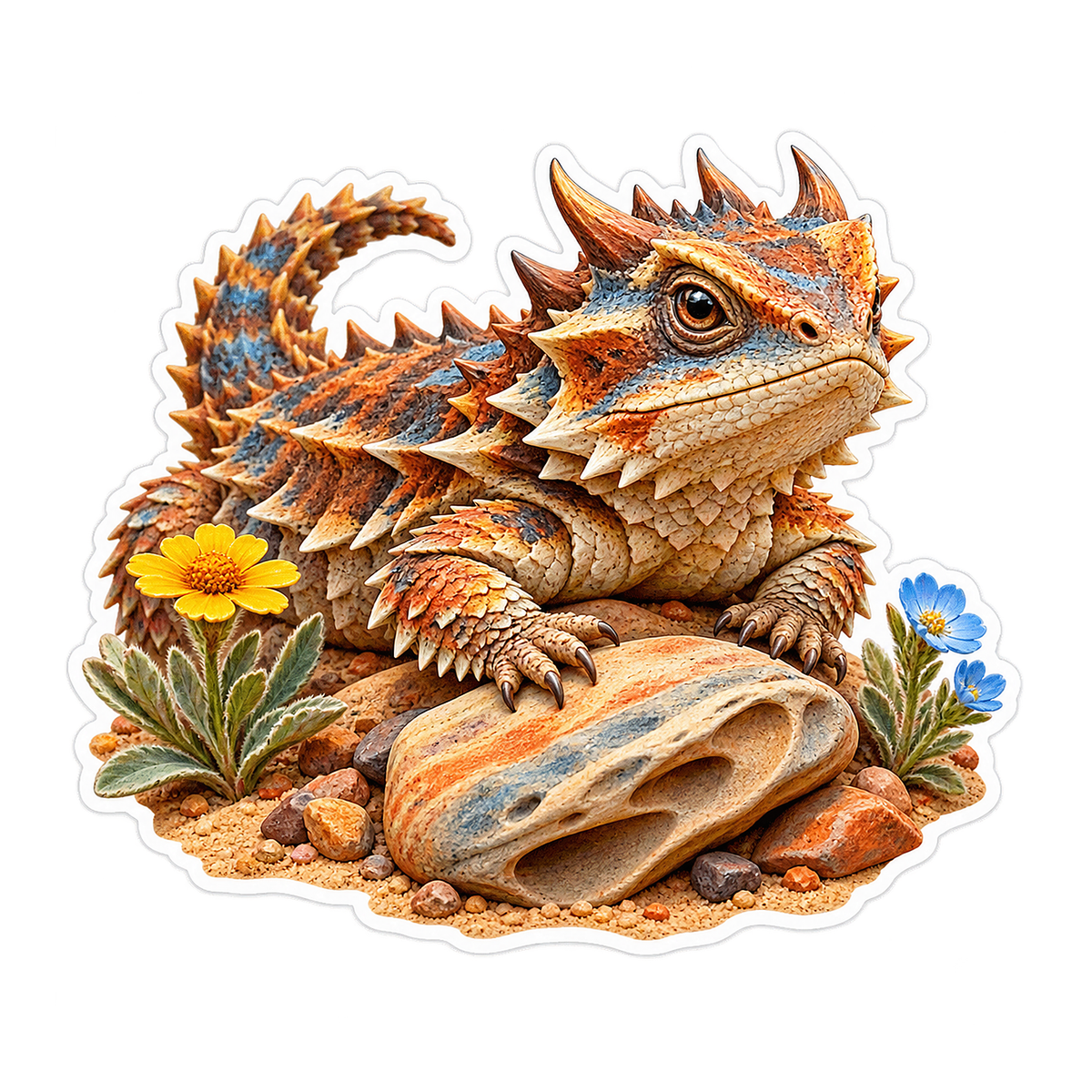 Horned Lizard Desert Bloom Sticker Decal
