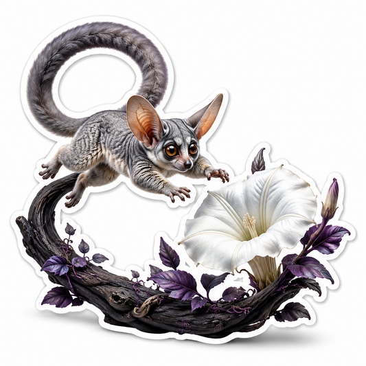 Greater Galago Moonflower Leap Sticker Decal