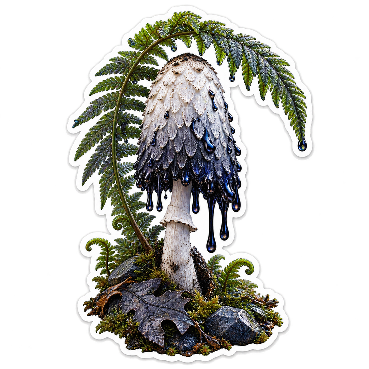 Inkcap Raindrop Lantern Sticker Decal