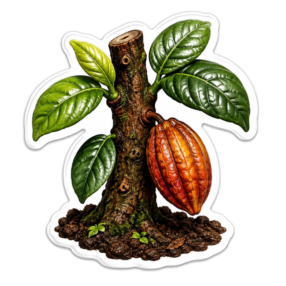 Cacao Pod Sapling Sticker Decal