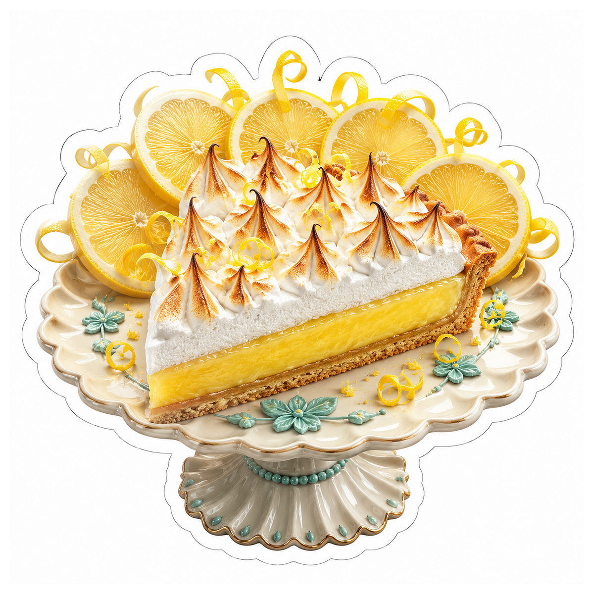 Lemon Meringue Porcelain Sunburst Sticker Decal
