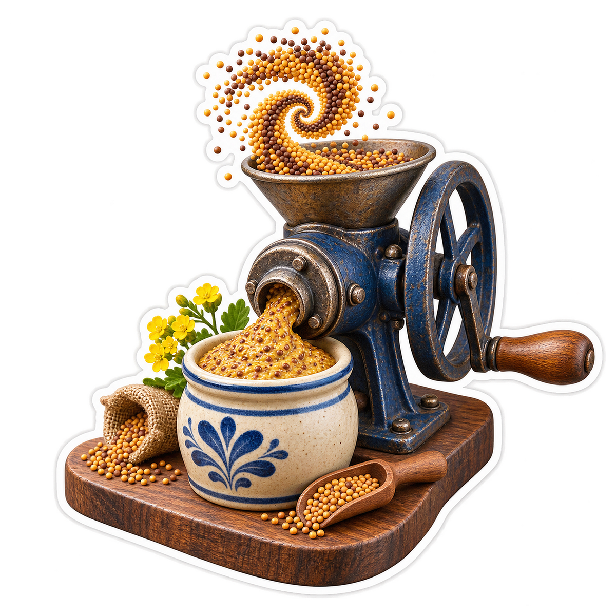 Stone Mustard Cobalt Handmill Sticker Decal