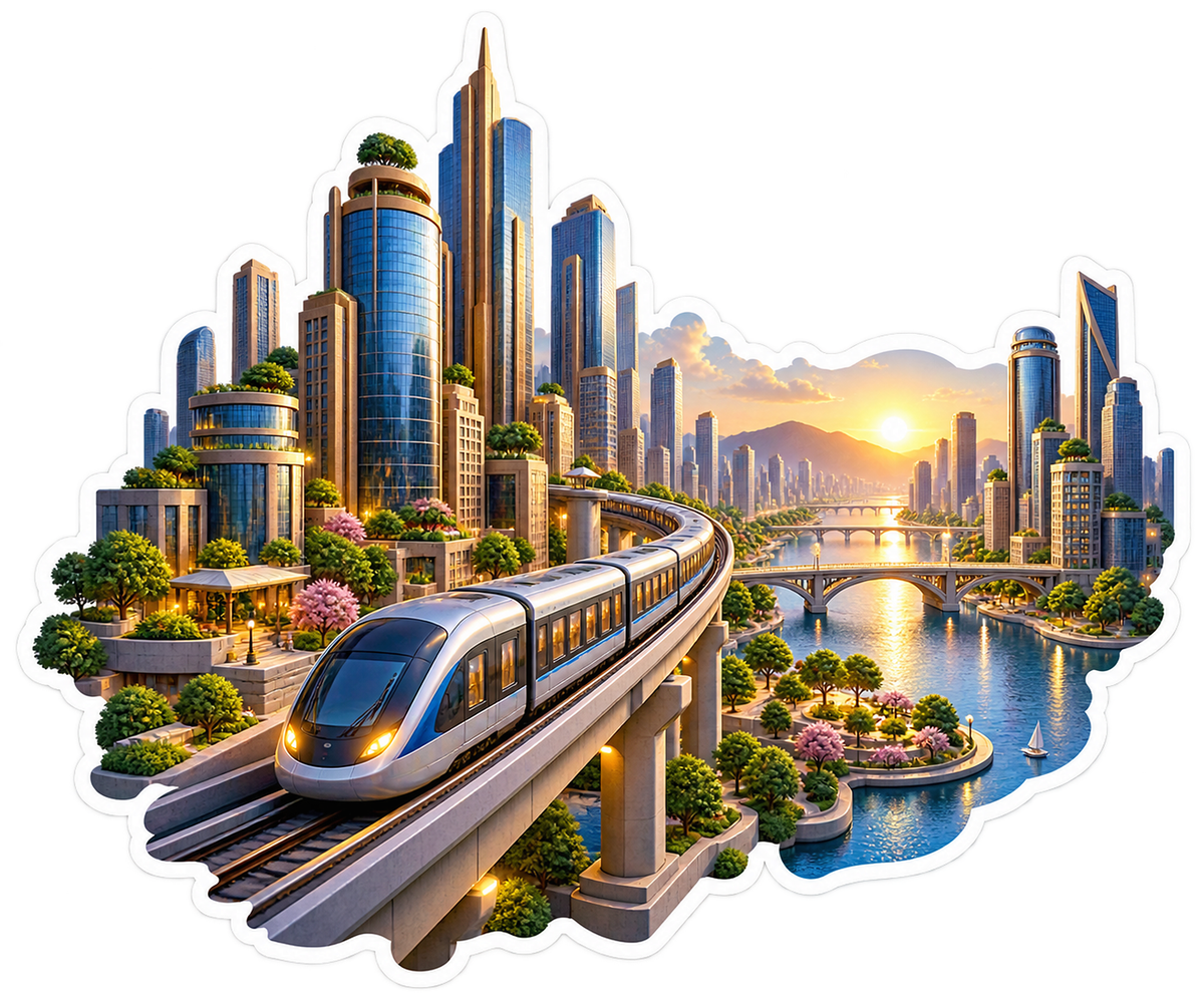 Bronze Cobalt Elevated Rail Metropolis Sticker Decal
