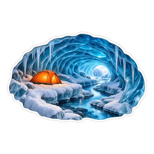 Glacier Ice Cave Orange Bivouac Sticker Decal