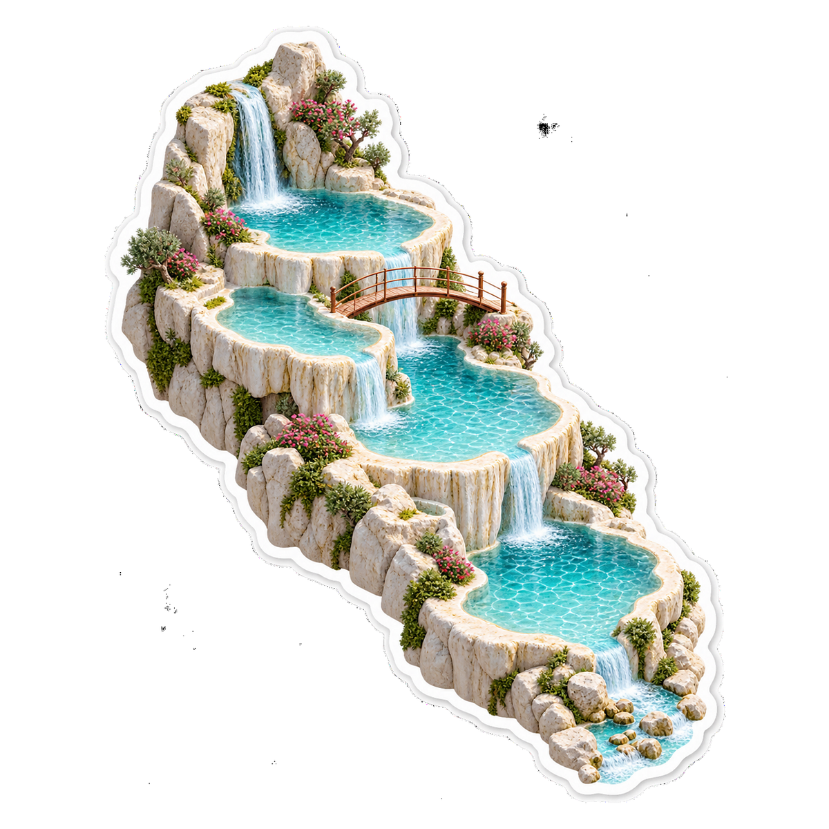 Limestone Terraced Pools Copper Bridge Sticker Decal