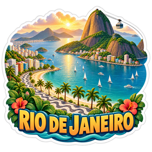 Rio De Janeiro Bay Cable Car Sticker Decal