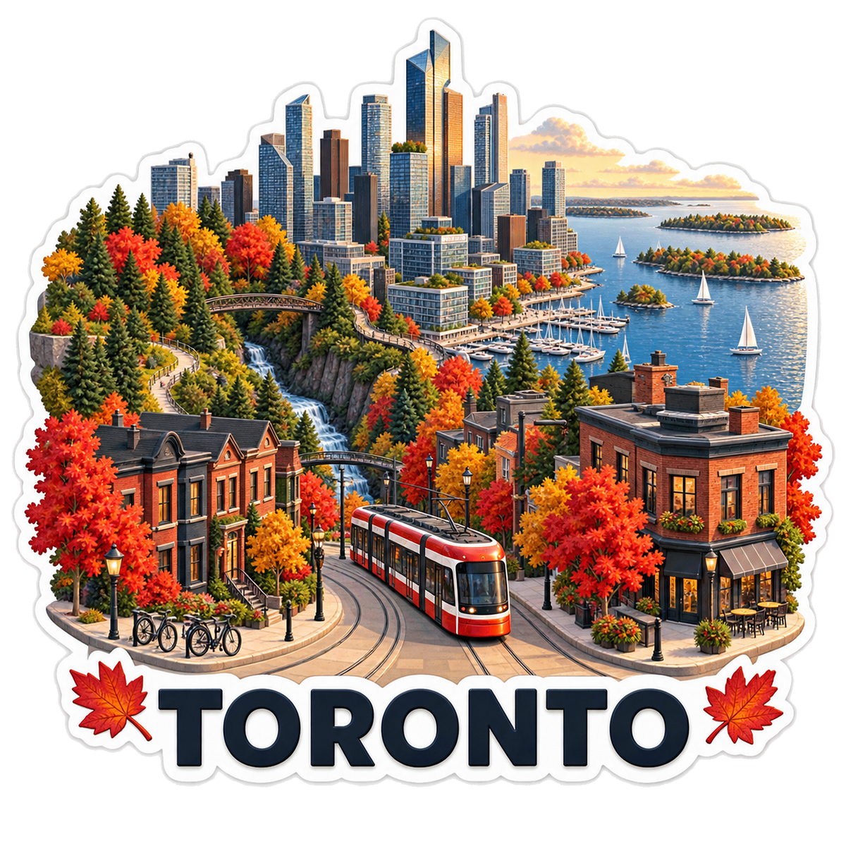 Toronto Autumn Ravine Streetcar Sticker Decal