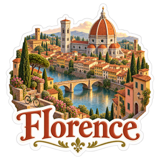 Florence Arno Terracotta Rooftops Sticker Decal