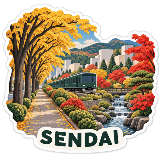 Sendai Zelkova Boulevard Autumn Train Sticker Decal