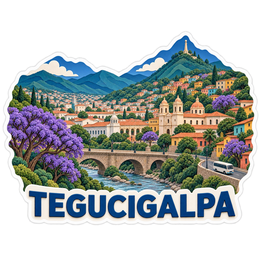 Tegucigalpa Mountain Basin Jacaranda Bridge Sticker Decal