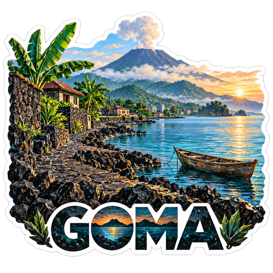 Goma Lake Kivu Lava Stone Volcano Sticker Decal
