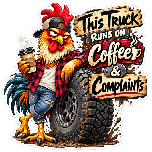 Truck Runs On Coffee Complaints Sticker Decal