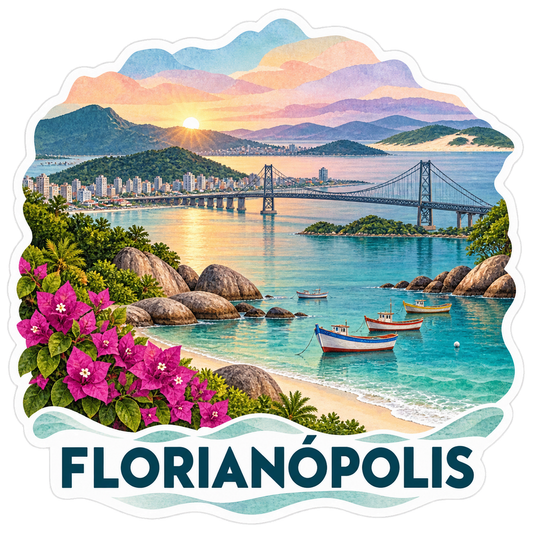 Florianopolis island bay suspension bridge travel sticker decal