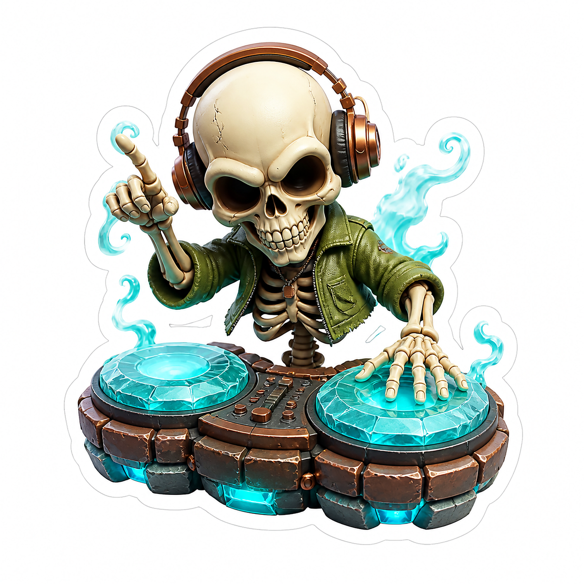 Skeleton DJ with Headphones Sticker Decal