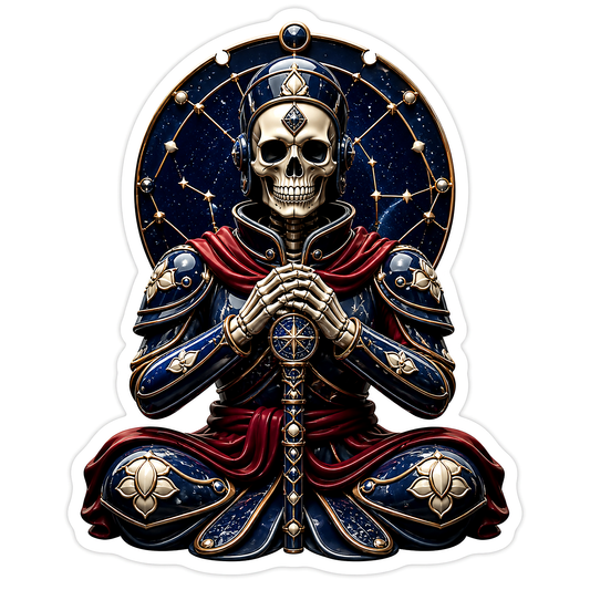 Meditating Skeleton Constellation Circle Sticker Decal