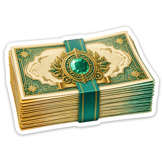 Vintage Ornate Banknote Stack Sticker Decal