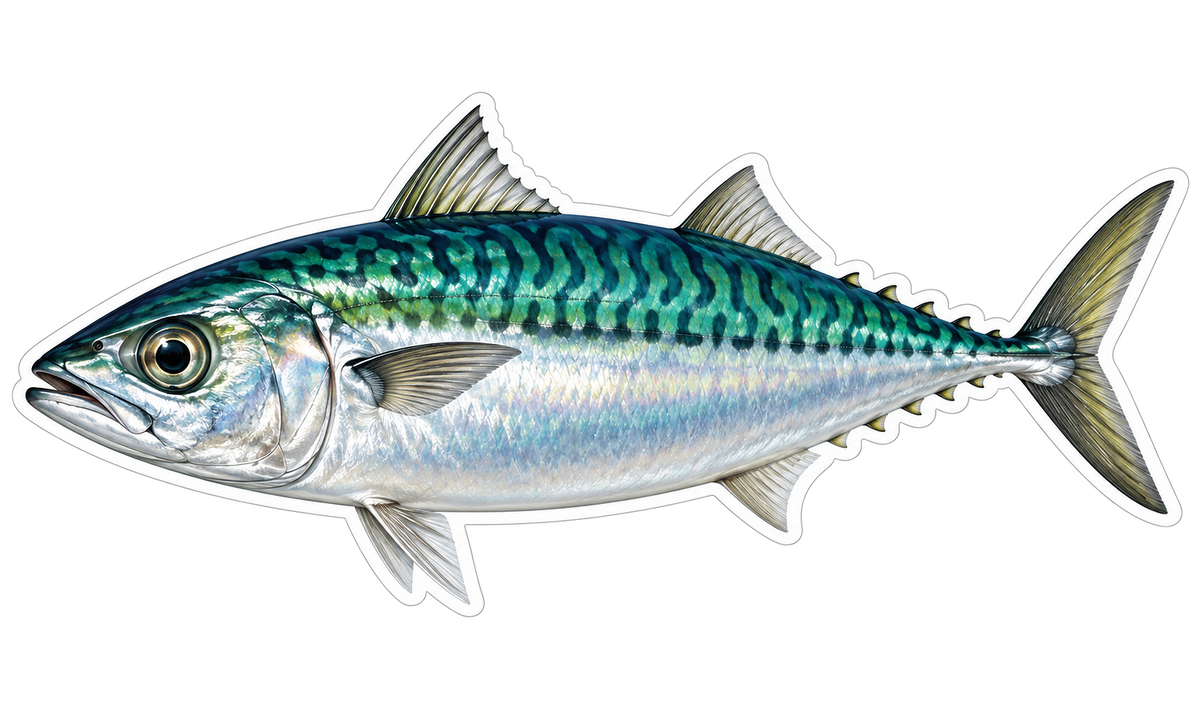 Pacific Chub Mackerel Isometric 3D Boat Sticker Decal