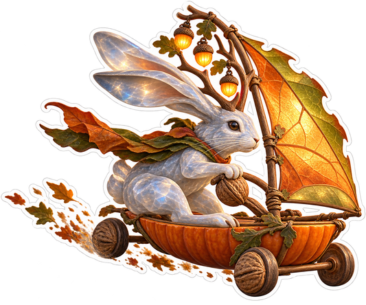 Moonstone Jackalope Pumpkin Leaf Landsail Racer Sticker Decal