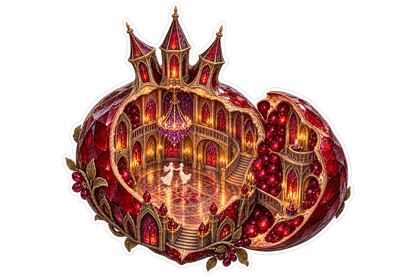 Garnet Pomegranate Haunted Ballroom Palace Sticker Decal