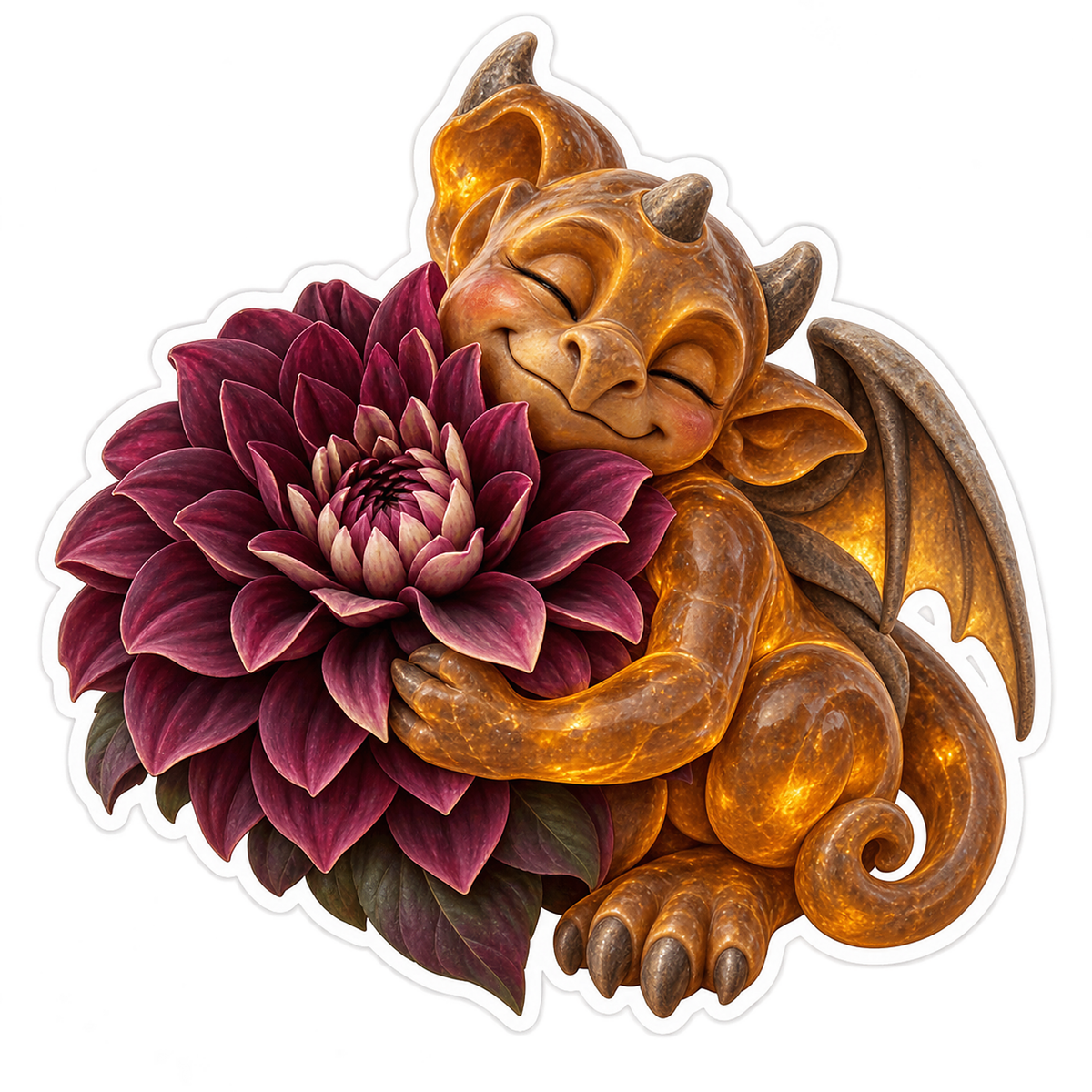 Amber Gargoyle Dahlia Hug Sticker Decal