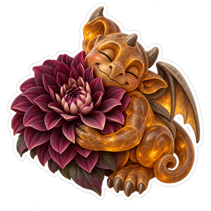 Amber Gargoyle Dahlia Hug Sticker Decal