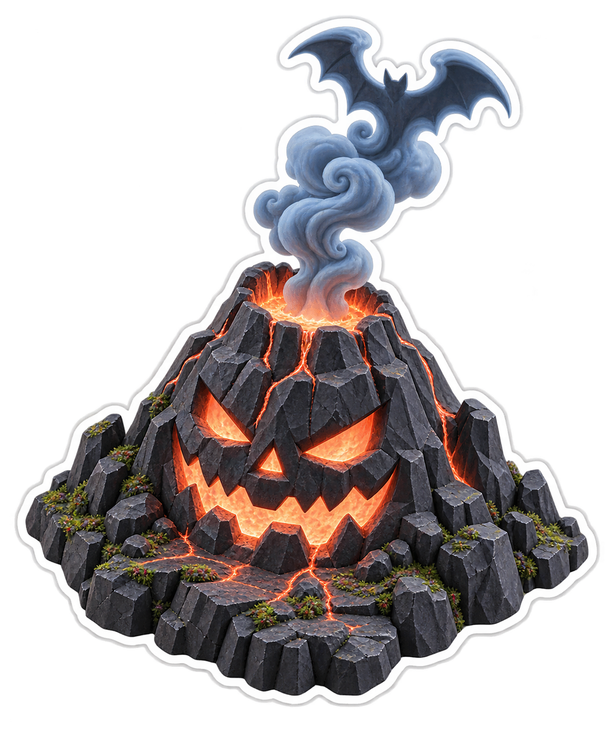 Basalt Jackolantern Volcano Smoke Bat Sticker Decal