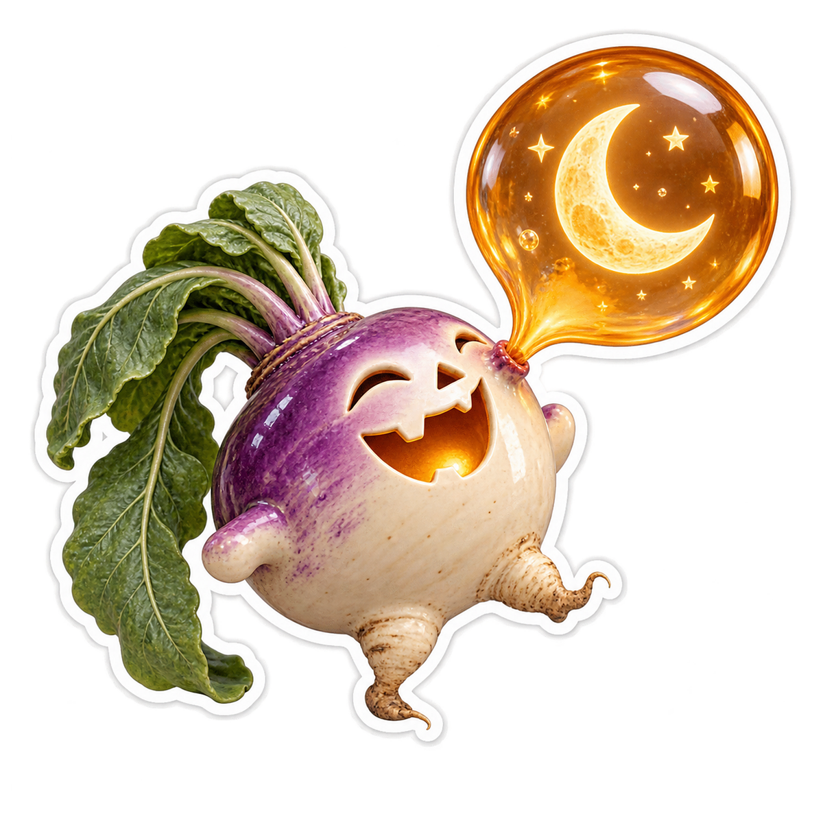 Ceramic Turnip Amber Moon Bubble Sticker Decal