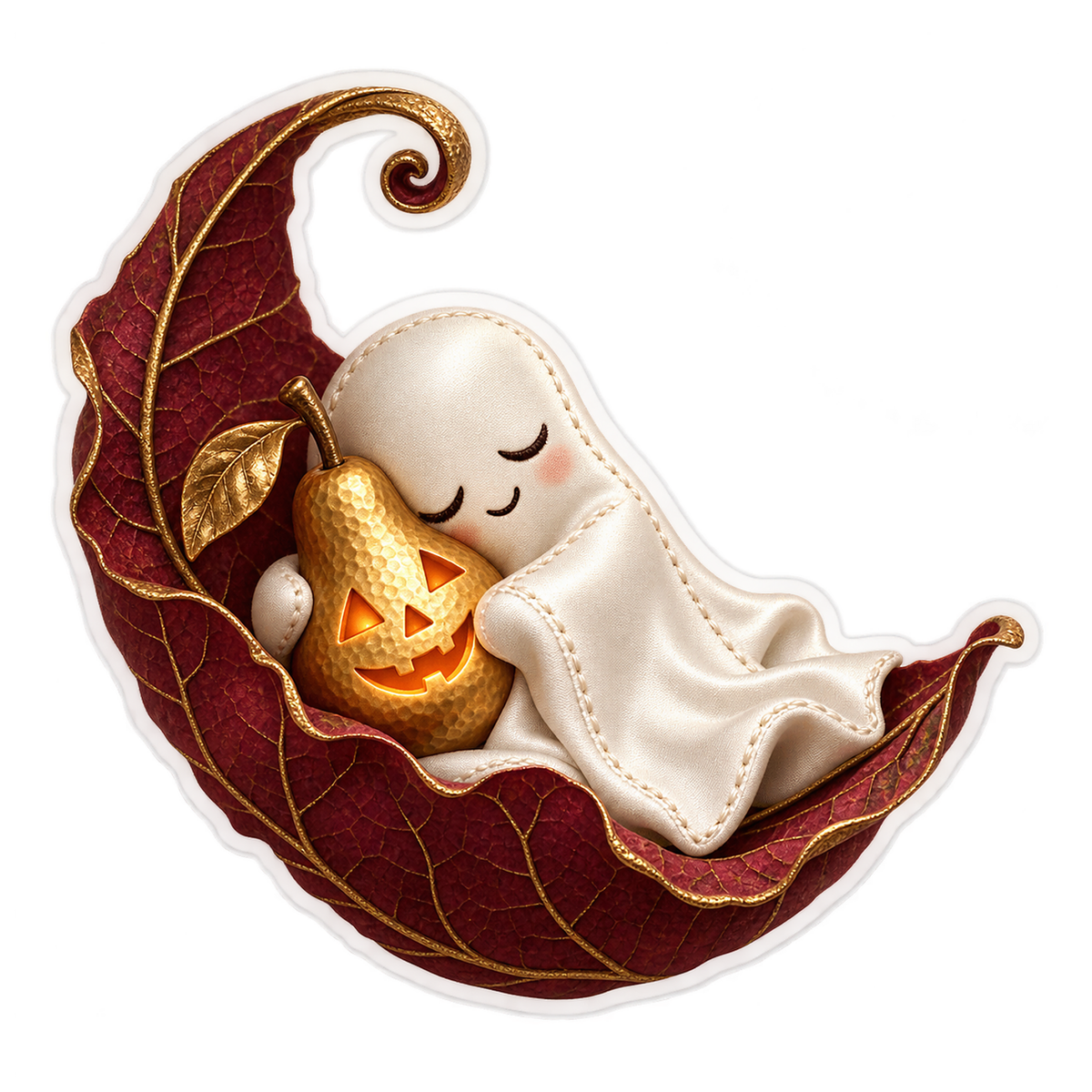 Satin Ghost Burgundy Leaf Hammock Sticker Decal