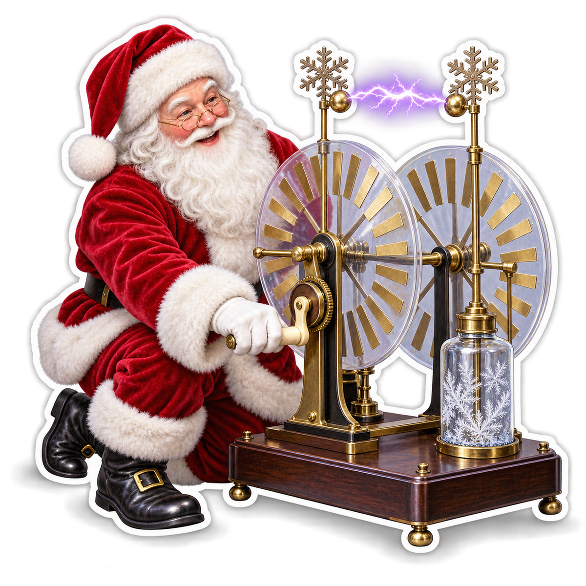 Santa with Twin Discs and Sparks Art Vinyl Decal Stickers