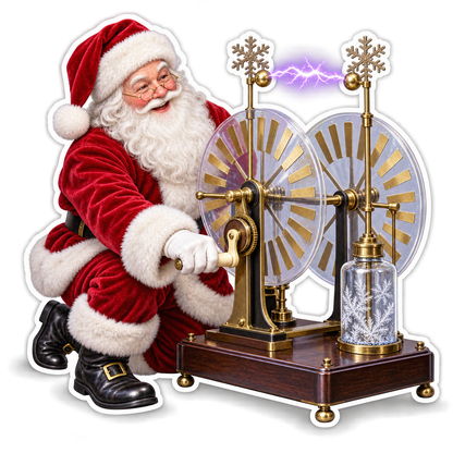 Santa with Twin Discs and Sparks Art Vinyl Decal Stickers