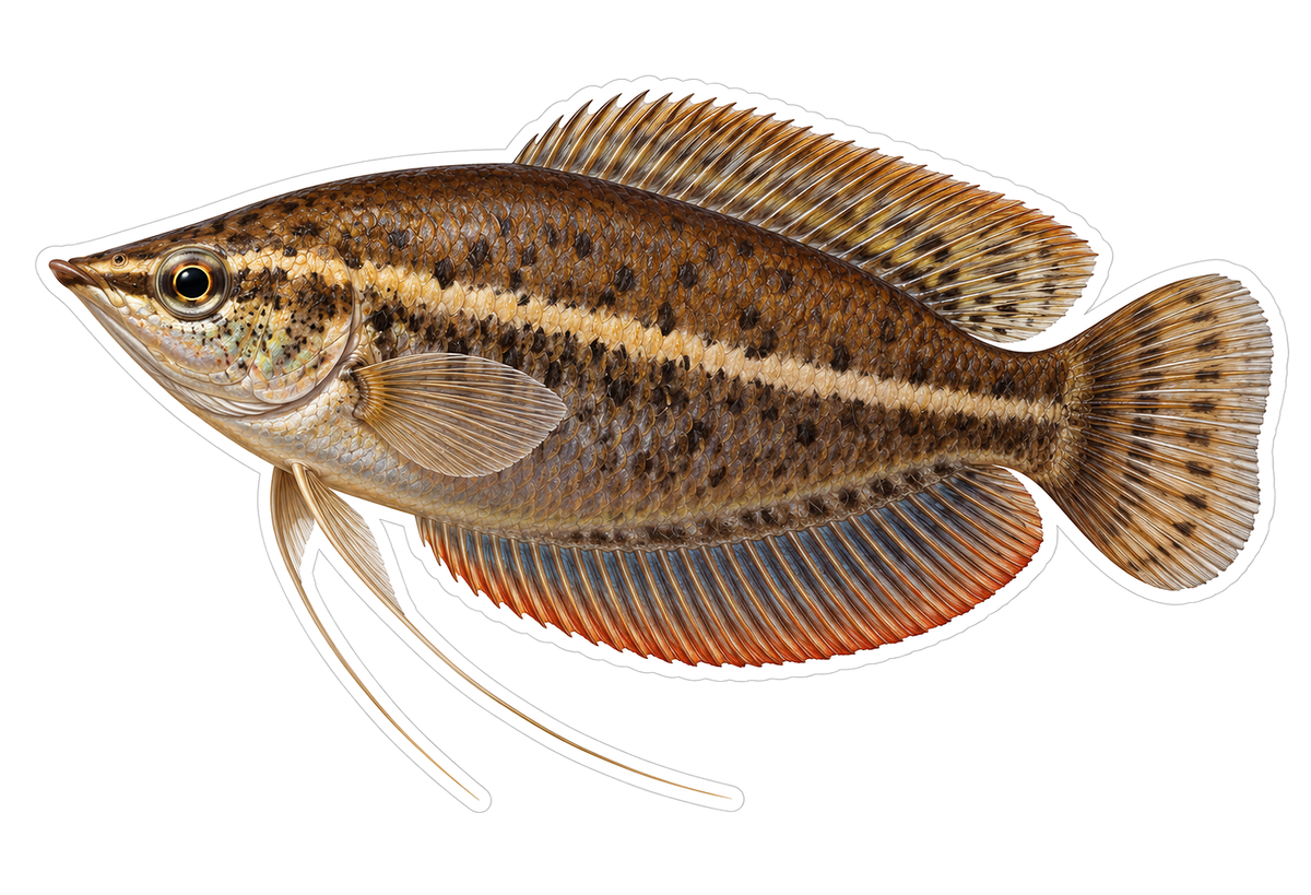 Brown Speckled Fish with Long Threadlike Fins Vinyl Decal Stickers