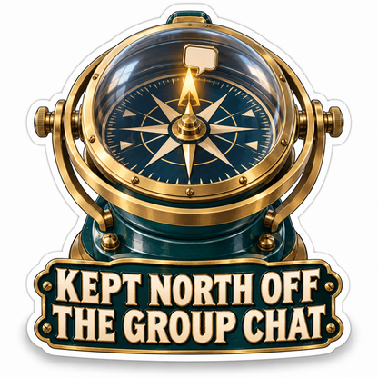 Gold Compass in Green Stand with Quote Art Vinyl Decal Stickers
