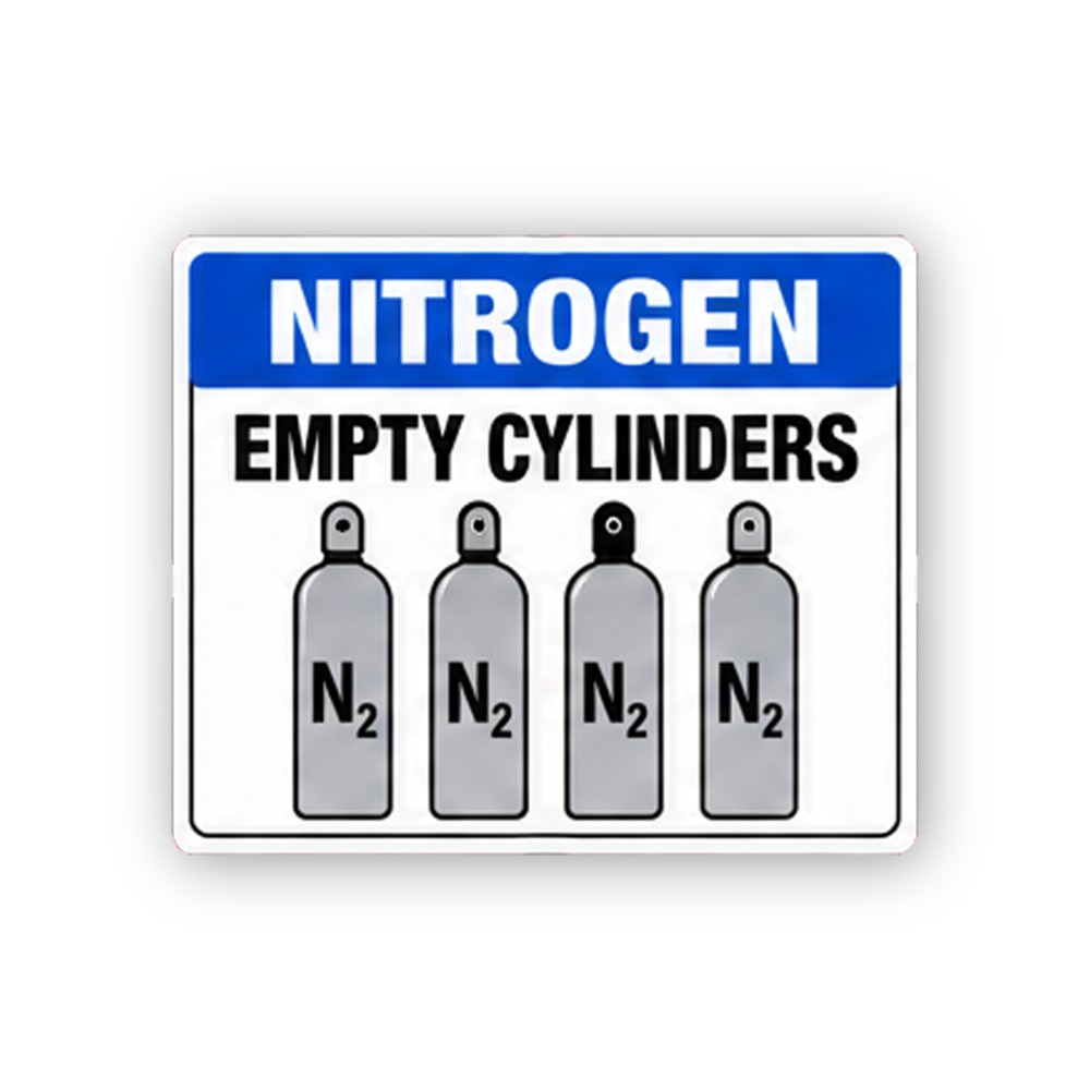 Blue Empty Nitrogen Four Cylinders Panel Vinyl Decal Stickers